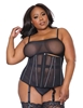 Additional BLACK view of product RHINESTONE TRIM PLUS SIZE WAIST CINCHER with color code BK