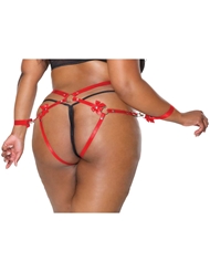 Alternate back view of HARNESS PANTY AND CUFF PLUS SIZE SET