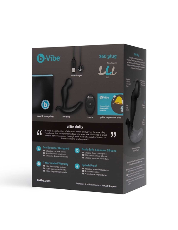 B-Vibe 360 Prostate Plug With Remote ALT6 view Color: BK