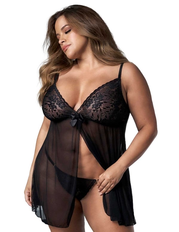 Sugar And Spice Fly Away Plus Size Babydoll default view Color: BK