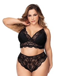 Additional  view of product BABE IN BASICS PLUS SIZE BRA AND HIGH WAIST PANTY with color code BK