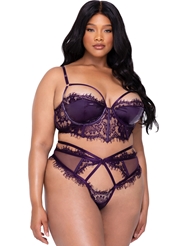 Front view of SUGAR PLUM PLUS SIZE LONGLINE BRA AND PANTY