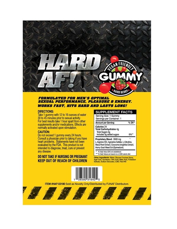 Hard Af! Male Enhancement Gummy ALT1 view Color: NC
