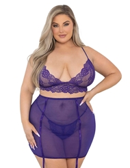 Front view of RINGS & THINGS 3PC PLUS SIZE GARTER SKIRT SET