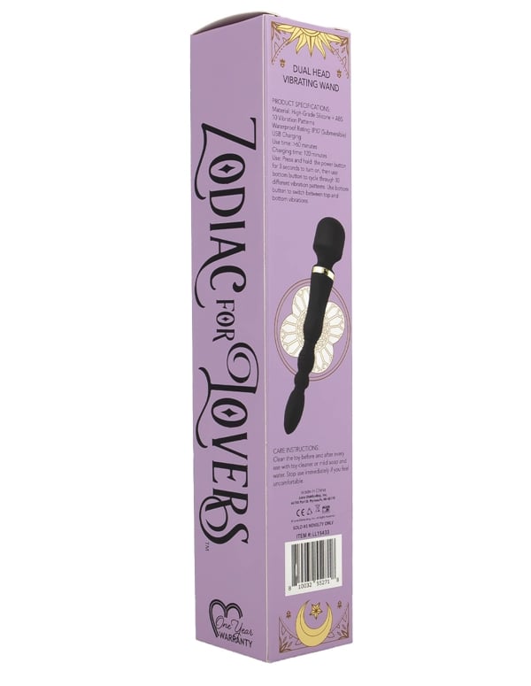 Zodiac For Lovers Dual Head Vibrating Wand ALT3 view Color: BK