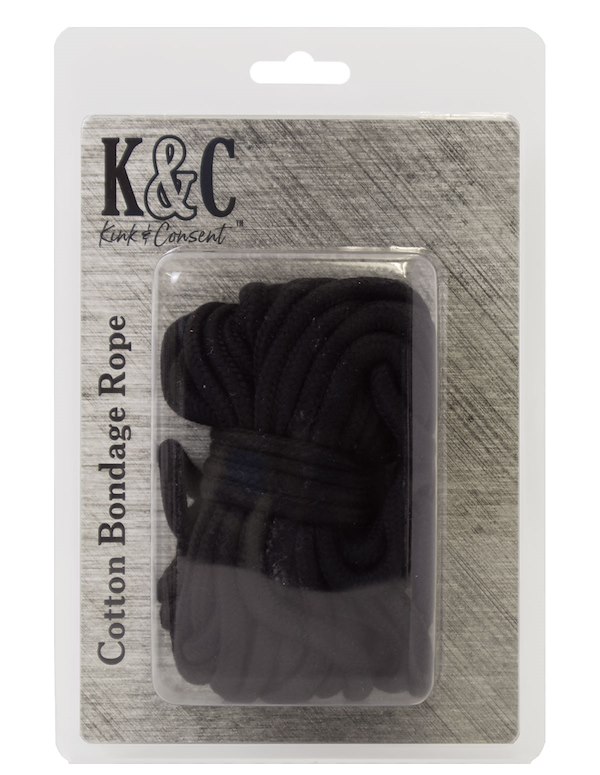 KINK & CONSENT - COTTON BONDAGE ROPE IN BLACK ALT3 view Color: BK