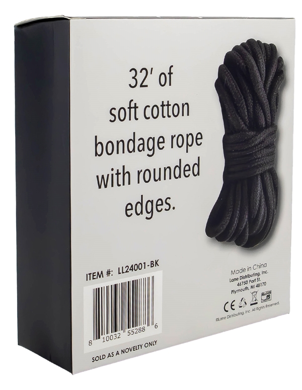 Kink & Consent Cotton Bondage Rope In Black ALT4 view Color: BK