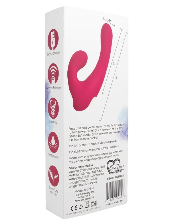 Love Essentials Love Me Tender Rotating Vibe With Heart Remote ALT4 view Color: PK
