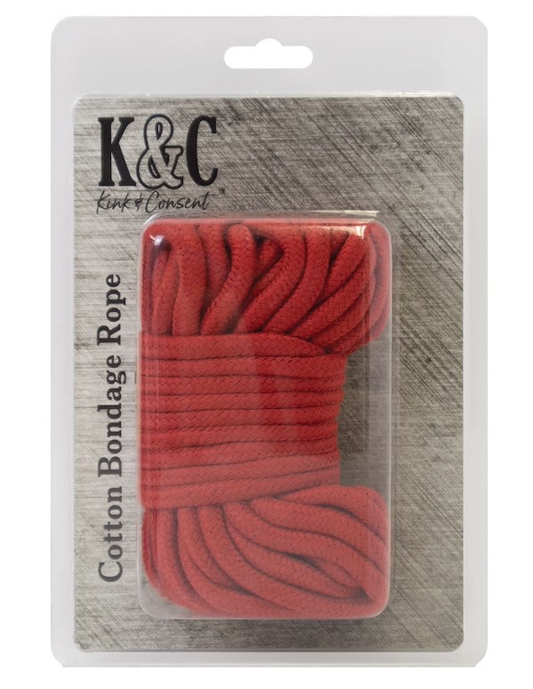 Kink & Consent - Cotton Bondage Rope In Red ALT3 view Color: RD