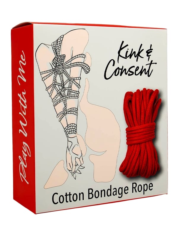 Kink & Consent Cotton Bondage Rope In Red ALT3 view Color: RD