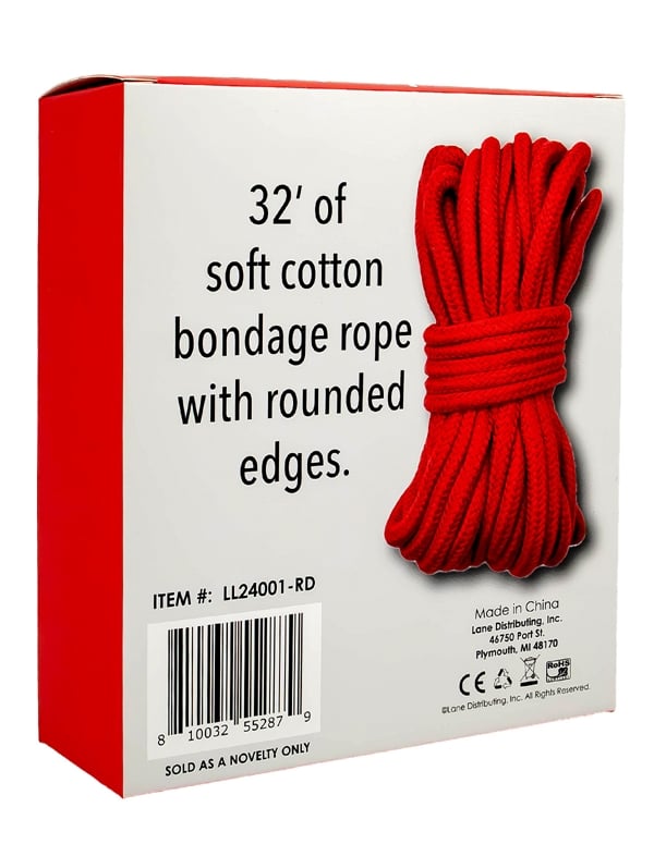 Kink & Consent Cotton Bondage Rope In Red ALT4 view Color: RD