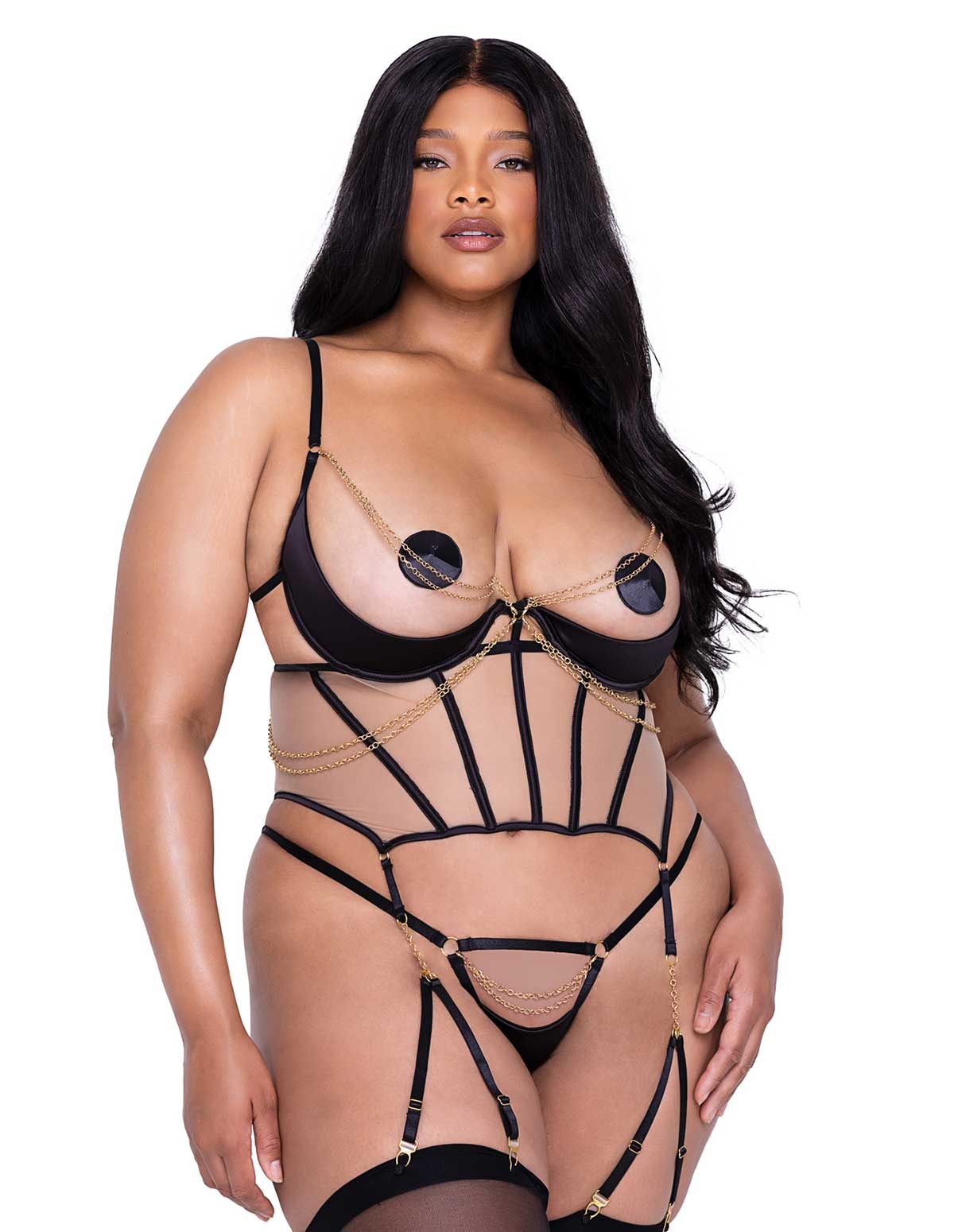 alternate image for Caged Temptress Plus Size Bustier Set
