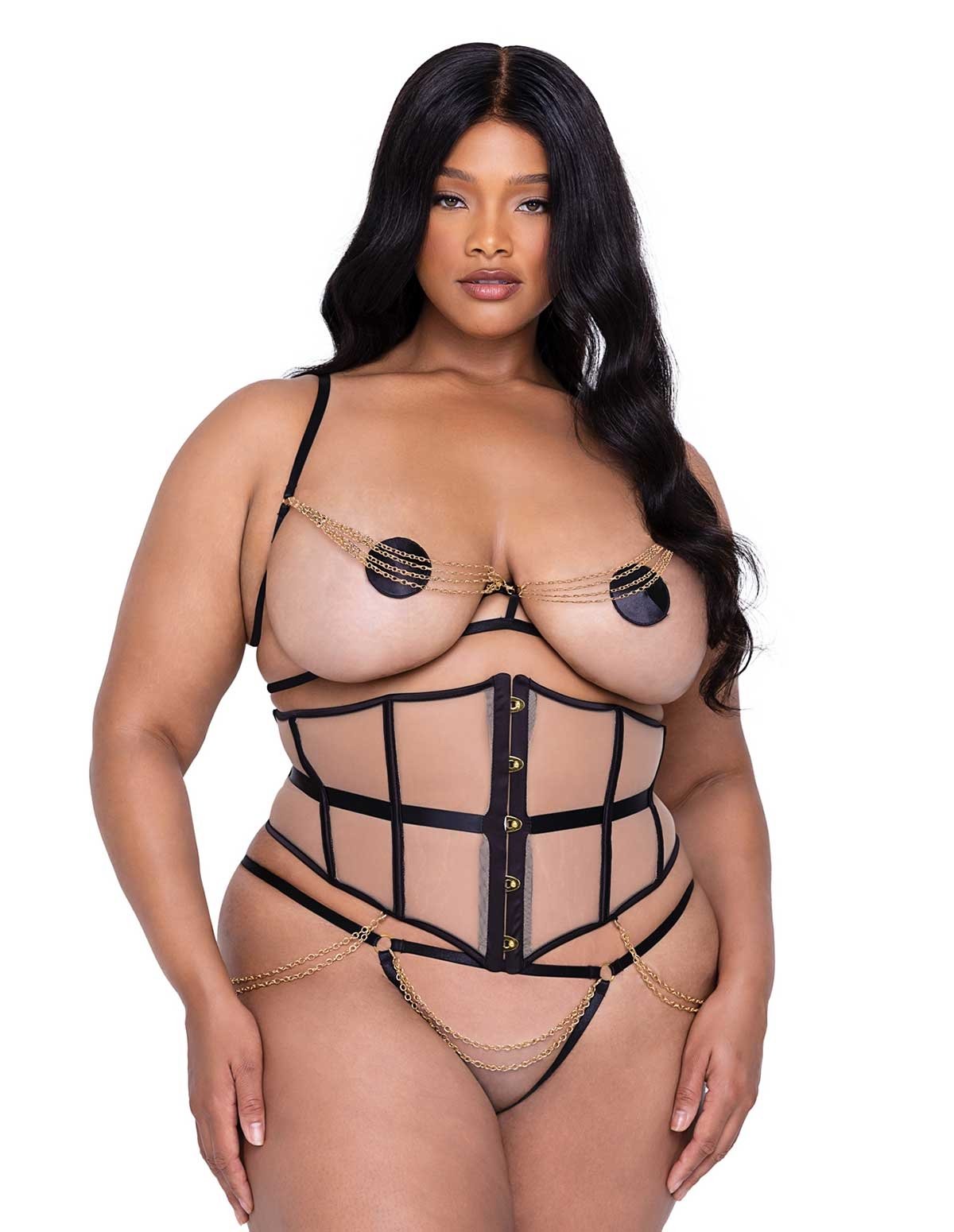 alternate image for Caged Temptress 3Pc Bra And Cincher Plus Size Set