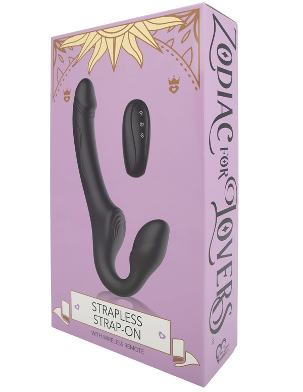 Zodiac For Lovers Strapless Strap-On With Remote ALT4 view Color: BK