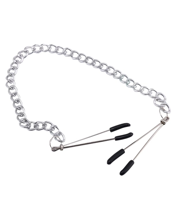 Bound To Love Tweezer Nipple Clips With Chain ALT1 view Color: SBK