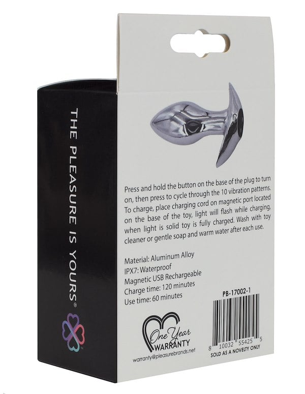 Booty Buddies - Vibrating Chrome Anal Plug With Ergonomic Base ALT3 view Color: SBK
