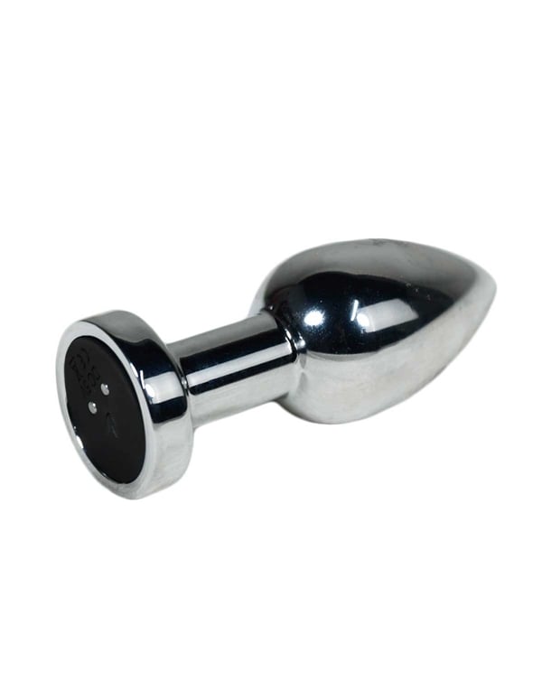 Booty Buddies Vibrating Chrome Anal Plug With Round Base ALT1 view Color: BKS