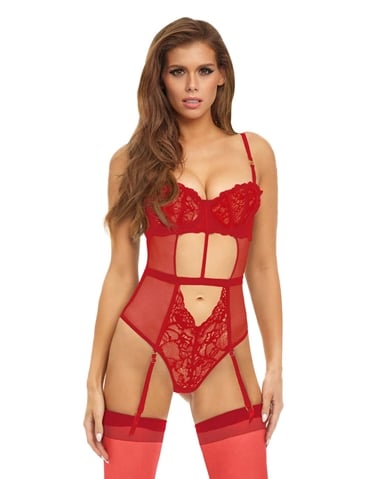 STRAP OVERLAY RED TEDDY - 308797-TRED-04043