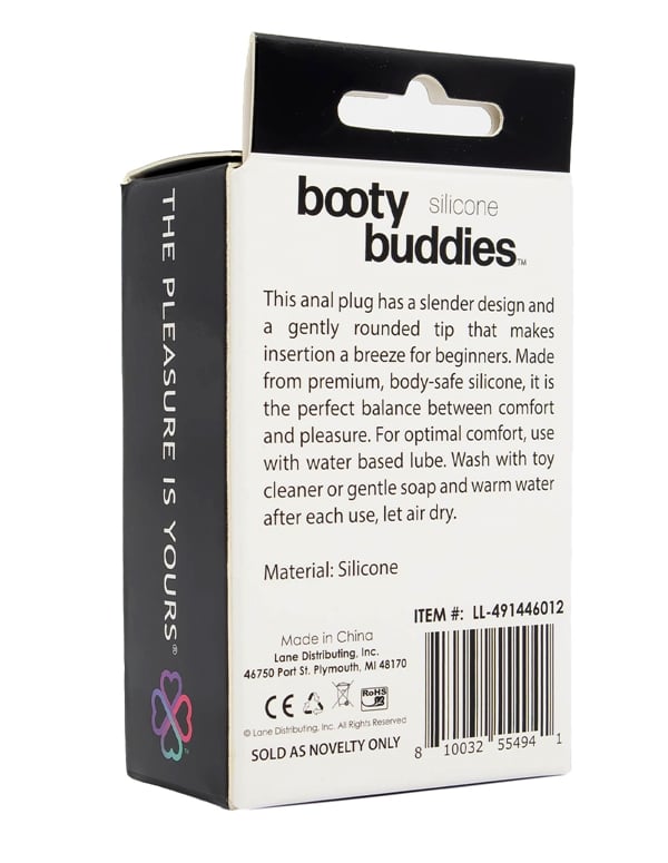 Booty Buddies Small Silicone Anal Plug ALT4 view Color: BK