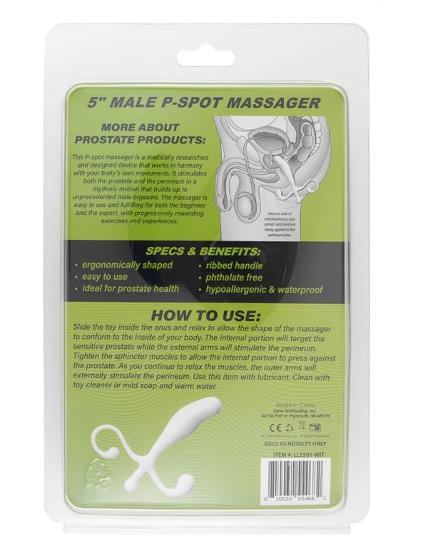 Enhancements Prostate Gear 5 Inch P-Spot Massager In White ALT3 view Color: WH