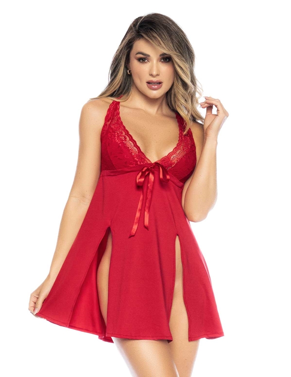 Sexy Sleep Chemise With High Side Slits default view Color: RD