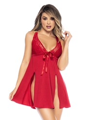 Additional  view of product SEXY SLEEP CHEMISE WITH HIGH SIDE SLITS with color code RD