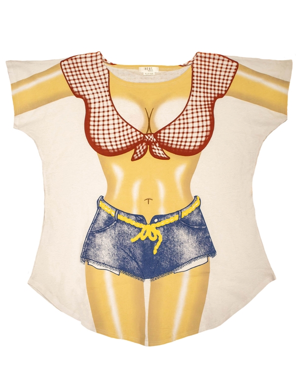 Bikini Shirt Coverup - Plaid Top And Denim Shorts ALT2 view Color: PLD