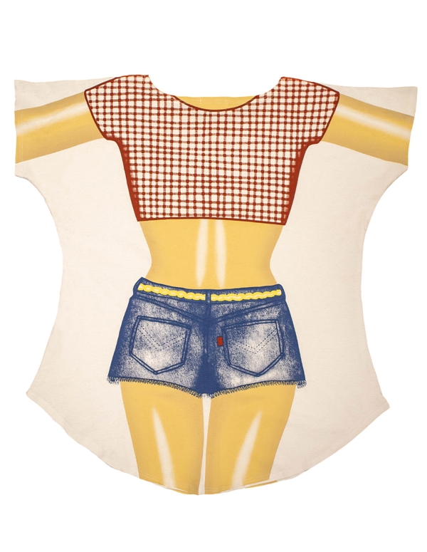 Bikini Shirt Coverup - Plaid Top And Denim Shorts ALT3 view Color: PLD