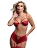 Additional RED view of product 3PC RED BRA AND STOCKING SET with color code RD