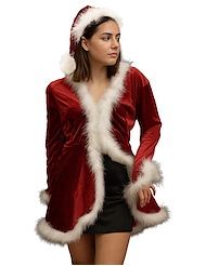 Alternate front view of MRS CLAUS JACKET AND HAT BY EXELNT DESIGNS