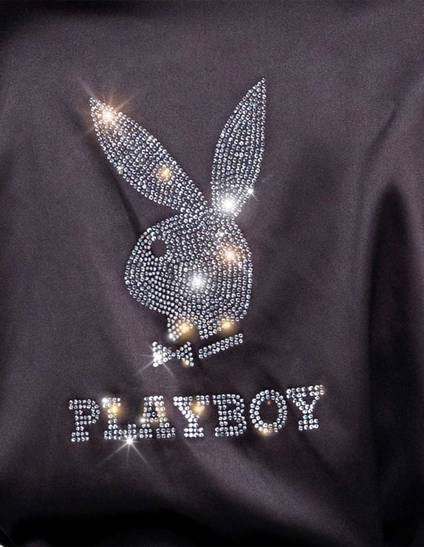 Playboy Sparkling Bunny Plus Size Robe ALT2 view Color: BK