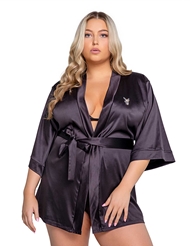 Alternate front view of PLAYBOY SPARKLING BUNNY PLUS SIZE ROBE