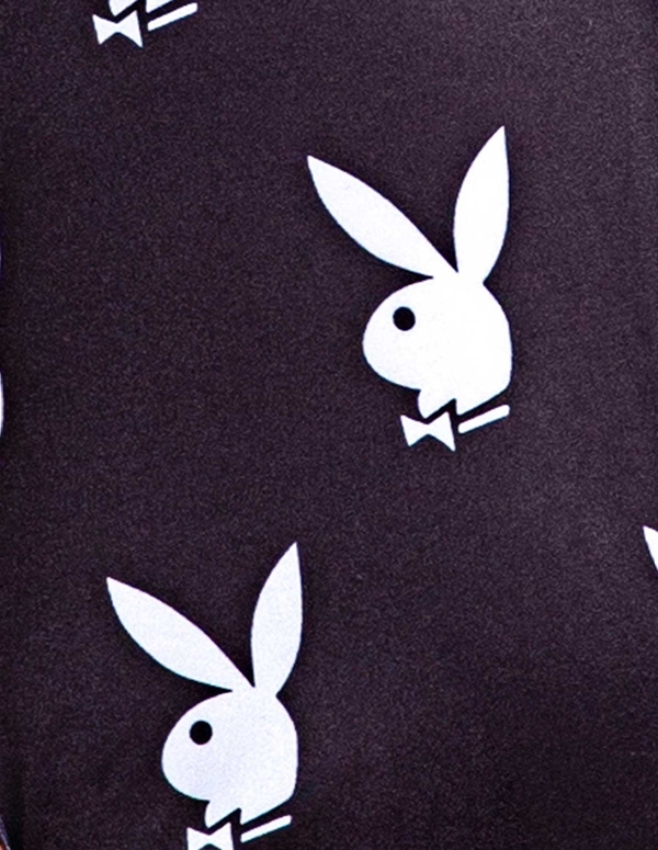 Playboy Slumber Bunny Plus Size Black Romper ALT2 view Color: BW