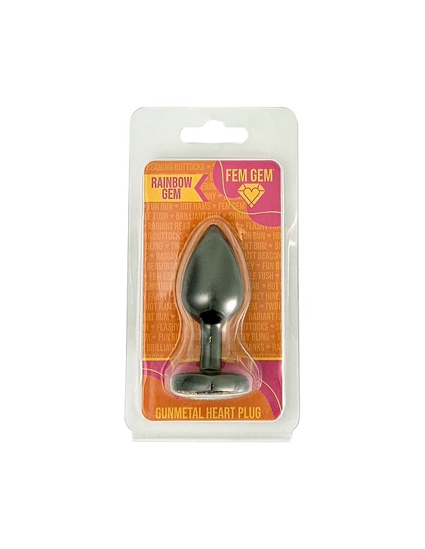 FEM GEM - GUNMETAL HEART PLUG WITH RAINBOW GEM ALT3 view Color: SL