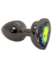 Additional SILVER view of product FEM GEM - GUNMETAL HEART PLUG WITH RAINBOW GEM with color code SL