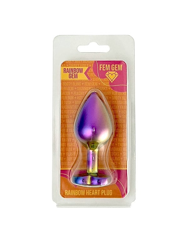 Fem Gem - Rainbow Heart Plug With Rainbow Gem ALT3 view Color: MC