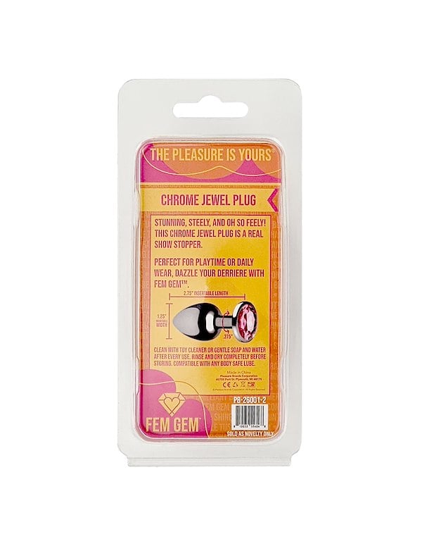 Fem Gem - Chrome Jewel Plug With Pink Gem ALT4 view Color: PKS