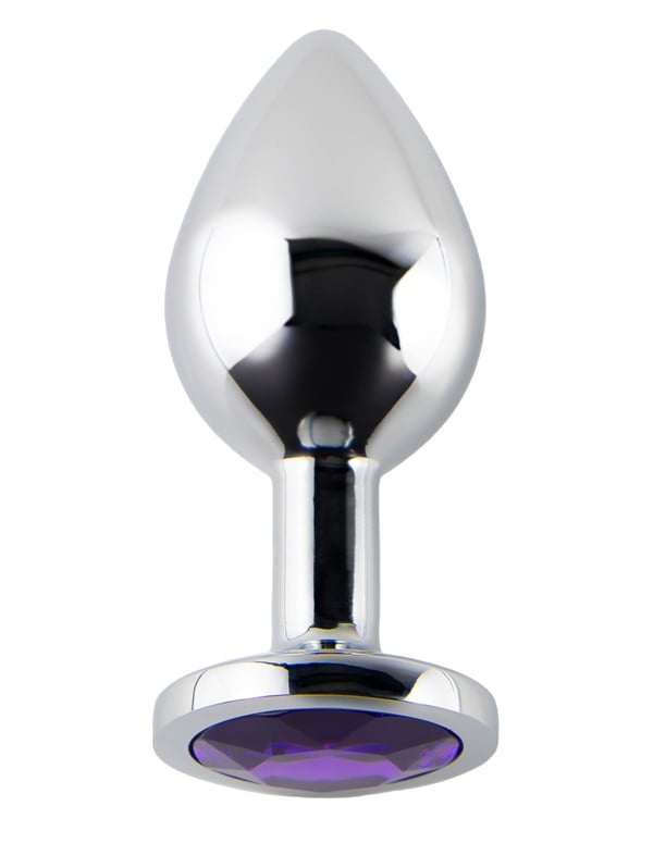Fem Gem Chrome Jewel Plug With Purple Gem ALT2 view Color: SLVPRP