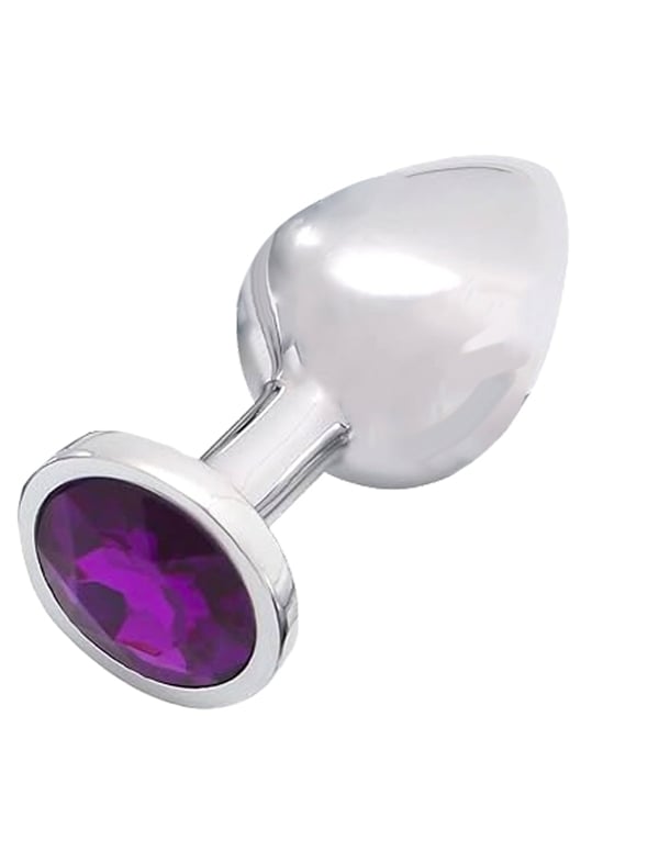Fem Gem Chrome Jewel Plug With Purple Gem default view Color: SLVPRP