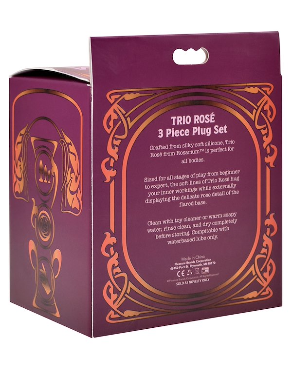 ROSARIUM - TRIO ROSE SILICONE PLUG SET ALT4 view Color: BK