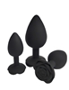 Additional BLACK view of product ROSARIUM - TRIO ROSE SILICONE PLUG SET with color code BK