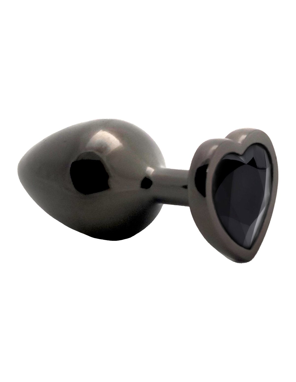alternate image for Fem Gem Gunmetal Heart Plug With Black Gem