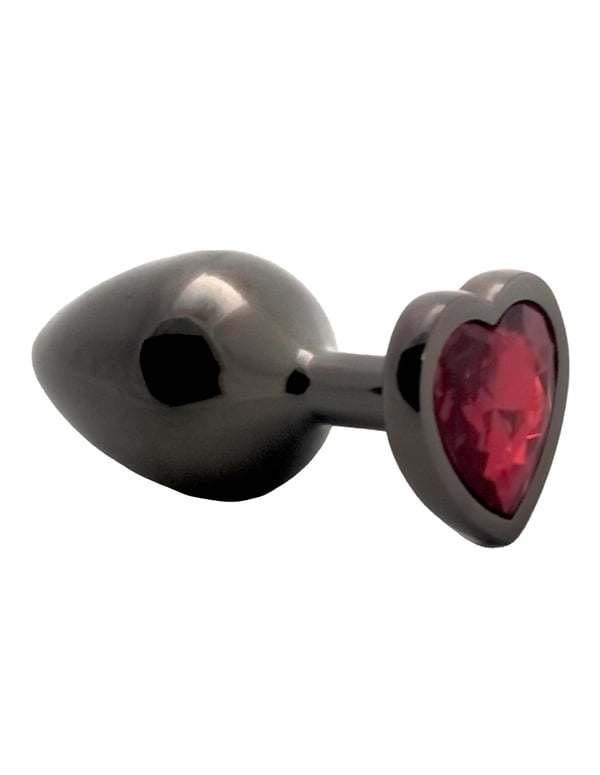 Fem Gem Gunmetal Heart Plug With Red Gem default view Color: SLR