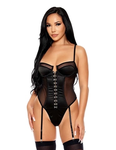 GOT HIM HOOKED SATIN AND MESH TEDDY - 773086-04035