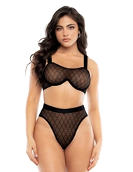 Front view of DELILAH DIAMOND MESH UNDERWIRE BRA AND HIGH WAIST PANTY