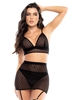 Additional BLACK view of product DELILAH DIAMOND MESH BRA AND SKIRT SET with color code BK