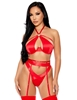 Additional RED view of product SOFT LIFE SATIN BRA AND GARTER BELT SET with color code RD
