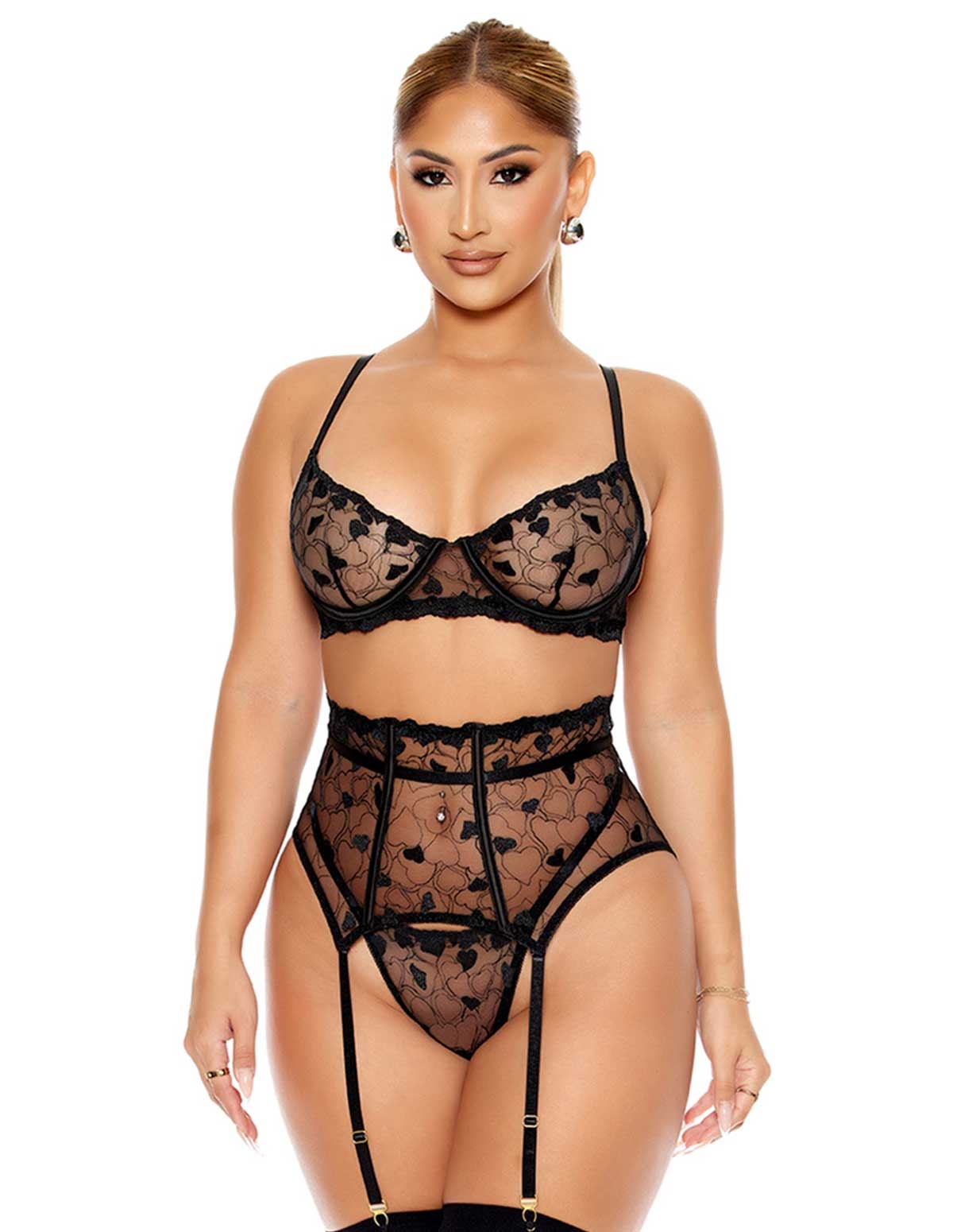 alternate image for Heart You Embroidered Bra And Waist Cincher Set