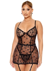 Front view of HEART YOU EMBROIDERED CHEMISE