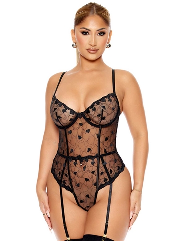 HEART YOU EMBROIDERED TEDDY - 773107-BLK-04035